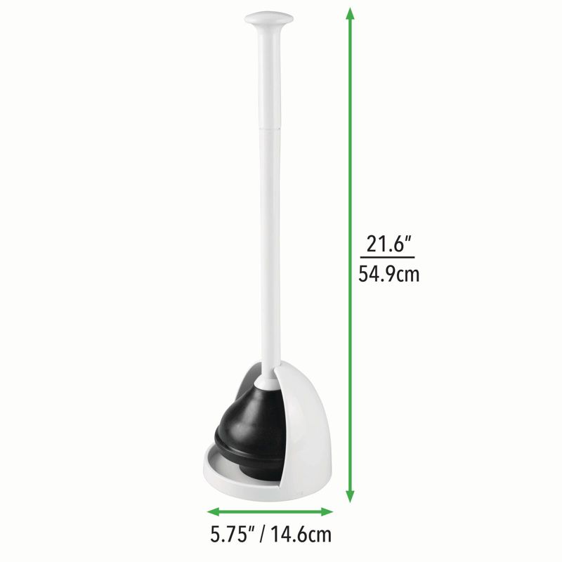 mDesign Plastic Freestanding Hideaway Toilet Bowl Plunger with Holder, 5 of 7