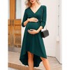 WhizMax Women's Maternity Dress Wrap V Neck 3/4 Sleeve Dress Casual Hi-Low Midi Nursing Breastfeeding Dress with Belted - 2 of 4