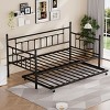 Twin Size Daybed Sofa Bed with Trundle, Iron Frame for Living Room or Bedroom, Black - ModernLuxe - 3 of 4