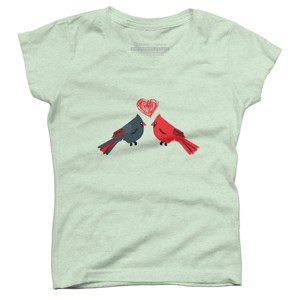 Girl's Design By Humans Birds in Love By sagaciousdesign T-Shirt - 1 of 3