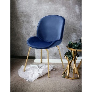 Velvet Armless Side Chair with Gold Legs and Stationary Seat (Set of 2) for Living Room - 1 of 4