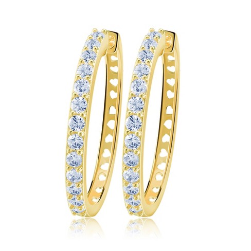 Hoop Earrings Gold Plated Clear Cubic Zirconia Womens Girl Ginger Lyne Collection - image 1 of 4