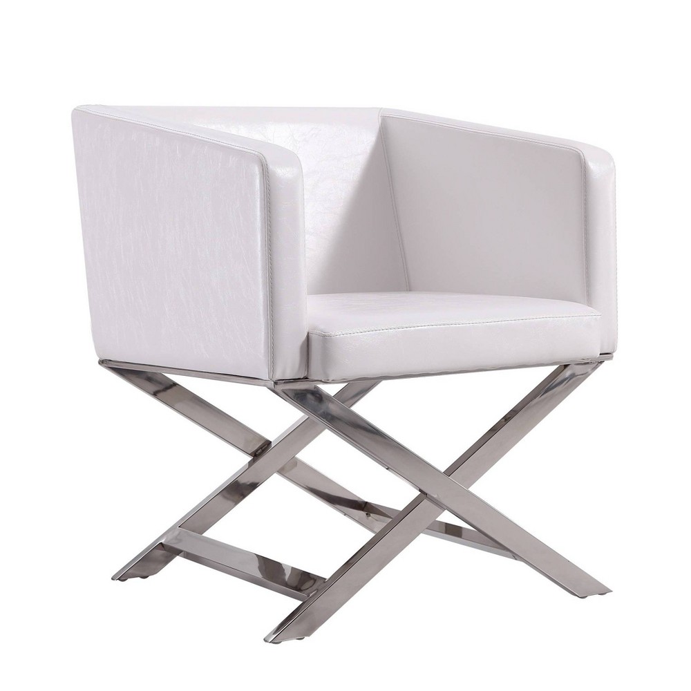 Photos - Chair Hollywood Faux Leather Lounge Accent  White - Manhattan Comfort