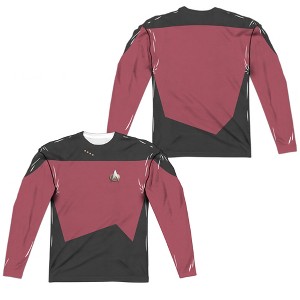 Men's Star Trek Tng Command Uniform (Front Back Print) Long Sleeve Costume T-Shirt - 1 of 4