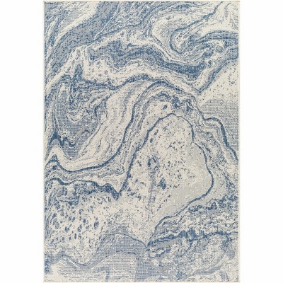 Hauteloom Basma Blue Marble Area Rug