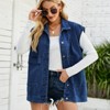 Women's Denim Jackets Oversized Denim Vest Sleeveless Jeans Jacket Nashville Outfits Oversized Cowgirl Jacket with Side Pocket - 4 of 4
