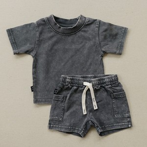 Kids Hayes Acid Wash Short Sleeve Set - Olive + Scout - 1 of 4