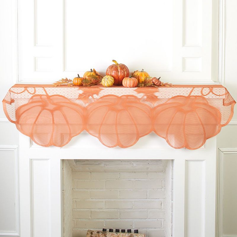 The Lakeside Collection Pumpkin Mantel Scarf - Fall/Autumn Decor for Fireplace or Table, 1 of 9