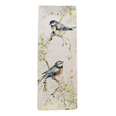 Tabletop 15.75" Spring Meadows Platter. Rectangular Birds Floral Certified International  -  Serving Platters