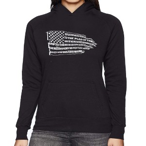 LA Pop Art Women's Word Art Hooded Sweatshirt -Pledge of Allegiance Flag - 1 of 4