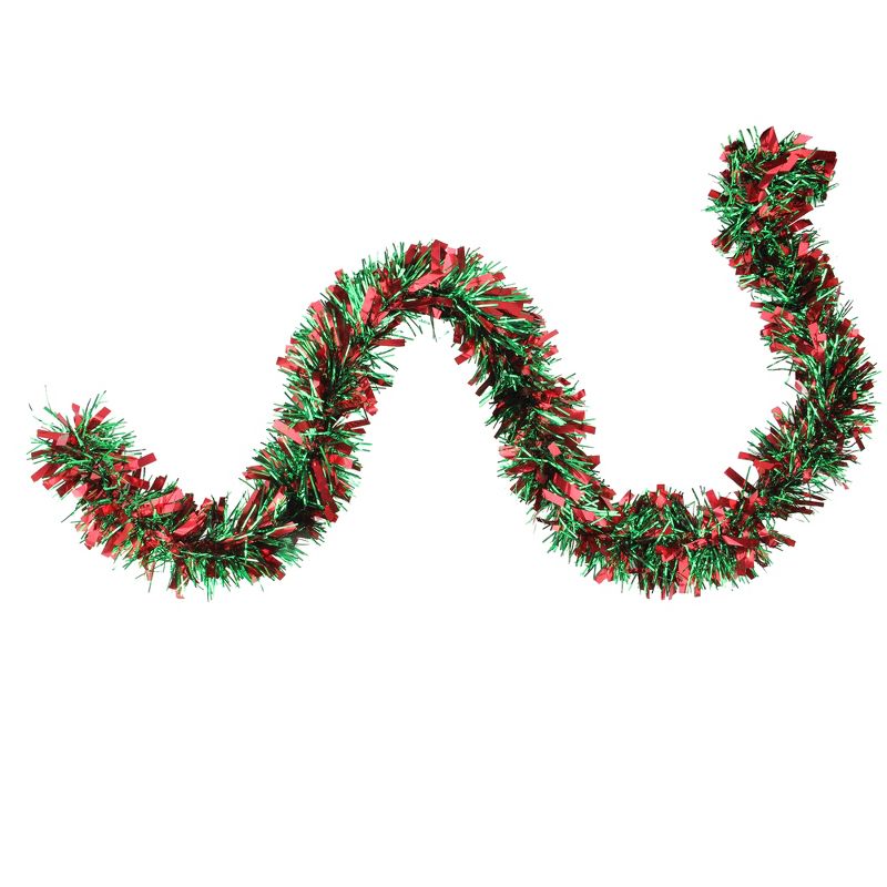 Northlight 50' x 3" Unlit Red/Green Wide Cut Tinsel Christmas Garland, 1 of 5