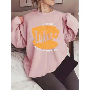 Coolmee Women's Long Sleeve Crewneck Sweatshirt Print Soft Loose Pullover Casual Fashion Sweatshirts for Winter - 1 of 3