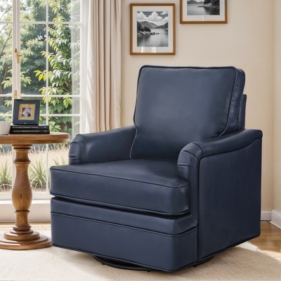 Arceso 17.9" 360° Swivel Sofa Chair,Genuine Leather and PVC Upholstery, 330lbs Max Load, Modern Accent Chair for Living Room