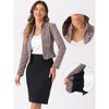 INSPIRE CHIC Women's Tweed Stand Collar Business Open Front Cropped Jacket - 2 of 4