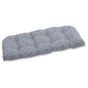 Outdoor/Indoor Herringbone Gray Wicker Loveseat Cushion - Pillow Perfect