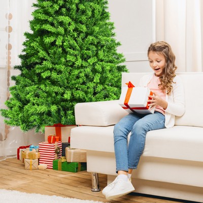 7.5' Green Pine Flocked Christmas Tree with Metal Stand