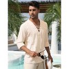 Clearlove Mens Linen Henley Shirts Lace Up Long Sleeve V Neck Casual Lightweight Cotton Hippie Shirts - 3 of 4