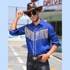 Clearlove Men’s Western Slim Fit Denim Shirt with Long Sleeves, Fringe Detailing, and Rose Embroidery - 2 of 4