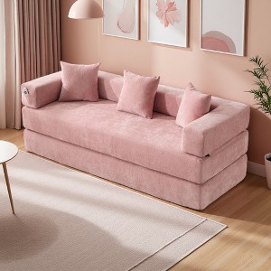 Chenille Folding Sofa Bed with Removable Cover & Pillows - 1 of 4