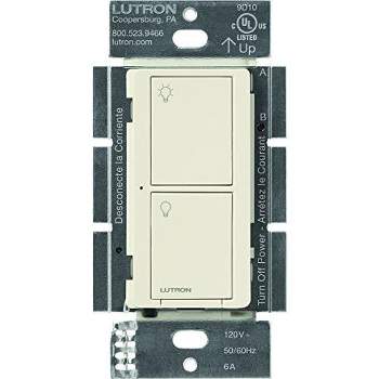 Lutron Caseta Smart Lighting Switch for All Bulb Types or Fans | Neutral Wire Required | PD-6ANS-LA | Light Almond