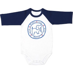 Pavilion Gift Company - Puppie Love - 6-12 Months 3/4 Length Navy Sleeve Onesie - Leotards and Bodysuits - 1 of 4