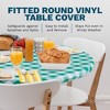 Round Tablecloth -Fitted with Elastic, Vinyl with Flannel Back,Checked Design,- By Sorfey - image 3 of 4