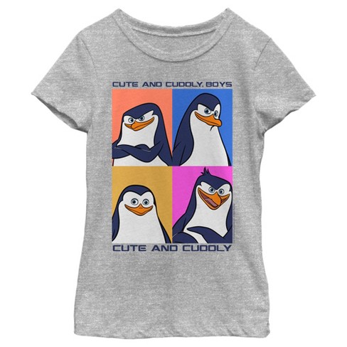 Madagascar Girl's Penguins Colorful Panels T-Shirt Gray