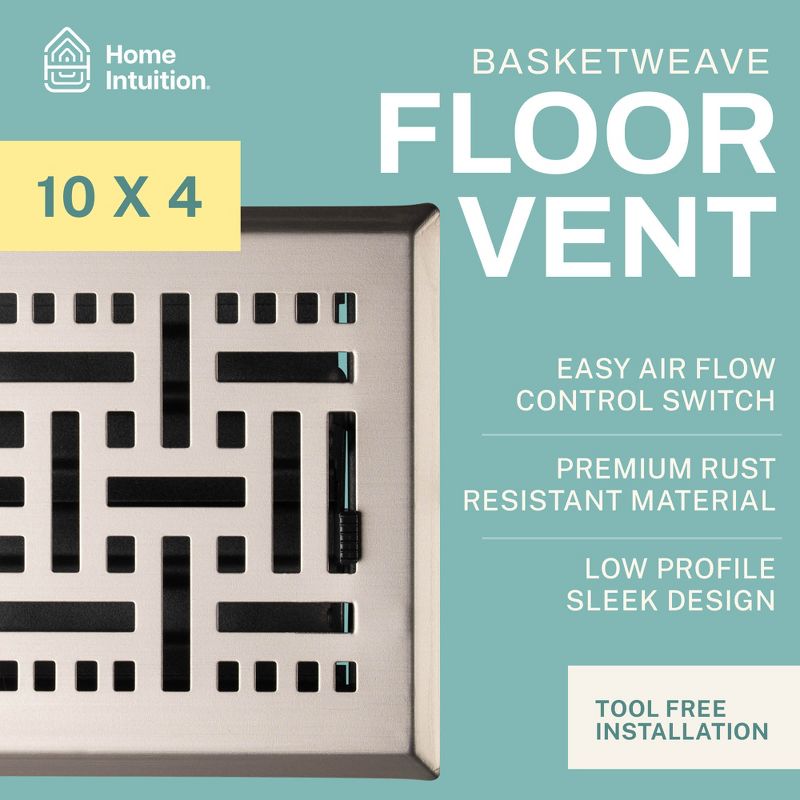 Home Intuition Basketweave Decorative Floor Register Vent with Mesh Cover Trap, 2 of 7