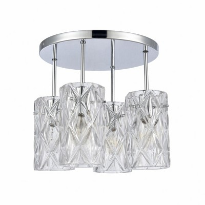 Polished Chrome Crystal 4-Light Contemporary Semi-Flush Mount