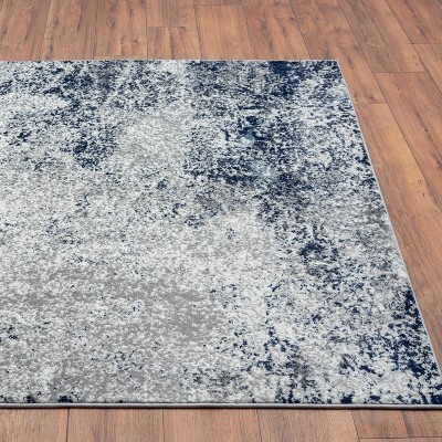 Blue and Gray Abstract 5' x 7' Synthetic Area Rug