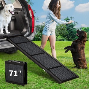 GustoWave Folding Pet Ramp with Non-Slip Surface, Portable Dog Pet Stairs, Anti-Slip Dog Ramp for Large Dogs up to 113KG - 1 of 4