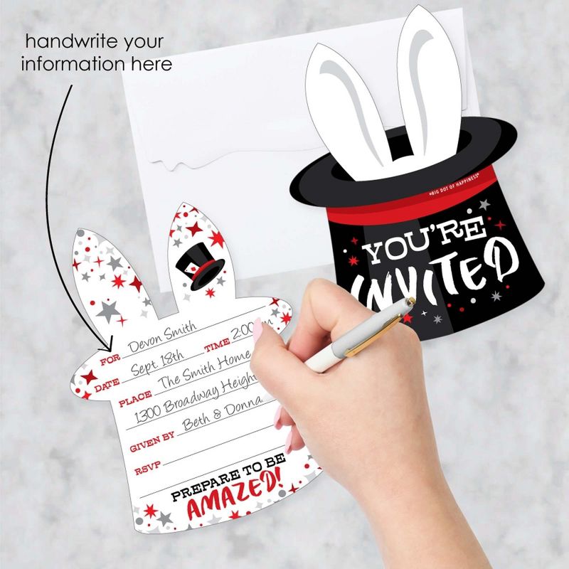 Big Dot of Happiness Ta-Da, Magic Show - Shaped Fill-In Invitations - Magical Birthday Party Invitation Cards with Envelopes - Set of 12, 2 of 8