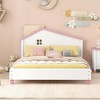 Full Size Wood Platform Bed With House-shaped Headboard Easy Assembly Platform Bed Frames Mattress Foundation - 2 of 4