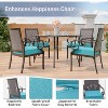 ALAULM Patio Dining Set Outdoor Furniture, Metal Furniture Set Fixed Chairs and Large Table with Umbrella Cutout,for Garden,Porch, Deck, Backyard - 3 of 4