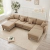 Boucle Fabric U-Shaped 4-Seater Sectional Sofa with Shell-Shaped Armrests, 2 Movable Ottomans, and Cylindrical Wrapped Legs - 2 of 4