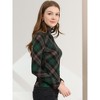 Allegra K Women's Turtleneck Long Sleeve Stretch Slim Plaid Casual Blouse - 4 of 4