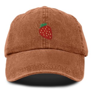 Dalix Strawberry Embroidered Cotton Dad Hat Fruit Adjustable Casual Baseball Cap Nature Womens - 1 of 4