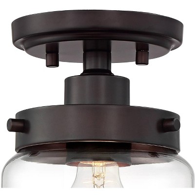 Devonshire Bronze and Clear Glass 15" Farmhouse Ceiling Light