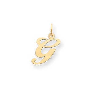 Black Bow Jewelry 14k Yellow Gold Ella Collection Small Fancy Script Initial Pendant A-W - 1 of 4