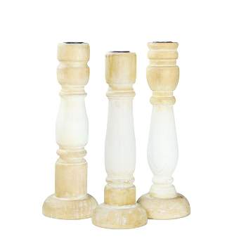 VIP Wood 11 in. White Candlestick Holders