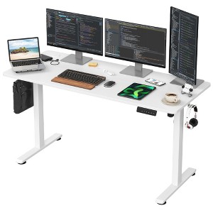 Metal+Wood Electric Standing Desk with Adjustable Height, Sit-Stand Function and Splice Board/Easy Assembly - 1 of 4