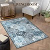 Vintage Area Rugs Washable Floral print Floor Cover, Non-Slip Oriental Accent Carpet, Foldable Low Pile Indoor Mat for Kitchen, Bedroom, Living Room - 4 of 4