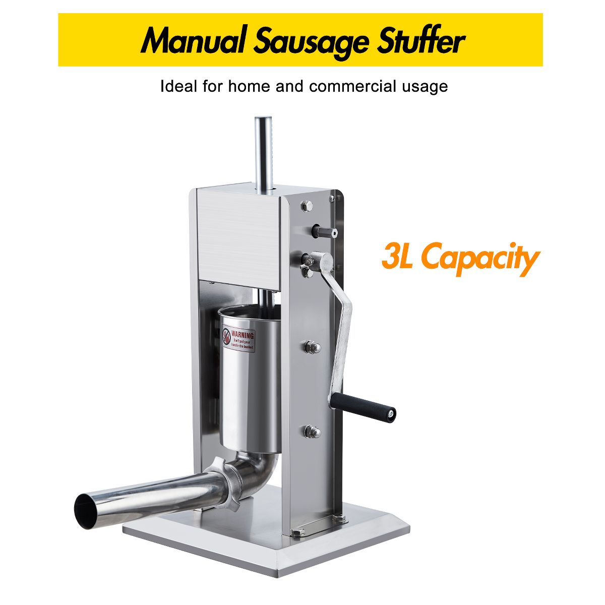 Manual Sausage Stuffer 7LB/3L Meat Stuffer with Dual Speed, Stainless Steel Heavy Duty Sausage Filler, 4 Stuffing Tubes for Home & Commercial Use - thumbnail 6