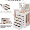 6-Tier Jewelry Box Organizer with 5 Drawers Leather Jewelry Storage Case for Women Girls Holder Organizer with Mirror - 4 of 4