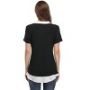 Women's Short Sleeve V-Neck Contrast Collared Shirts Patchwork Work Blouse Tunics Tops - 4 of 4