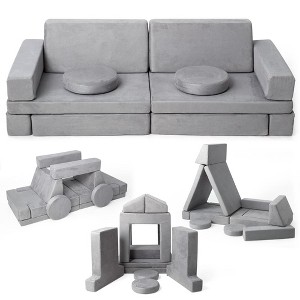 Garvee 12PCS Modular Kids Couch for Toddler Playroom, Bedroom Imaginative Furniture(Gray) - 1 of 4
