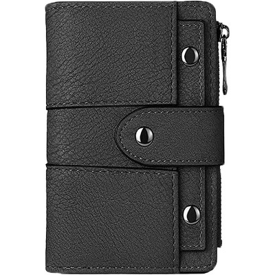 Multi - Function Leather Wallet with 9 Card Slots, Zipper Pocket and ID Windows