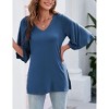 Chiffon Blouses for Women Ruffle 3/4 Sleeve Dressy V Neck Casual Flowy Tunic Tops - 3 of 4