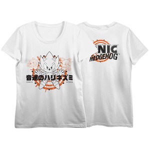 Sonic The Hedgehog Classic Sonic On Orange Circles Crew Neck Short Sleeve Women's White T-shirt - 1 of 2