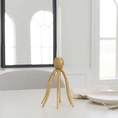 Decorative Candle Holder with Sculptural Octopus Base - Unique Tabletop Candle Holder for Dining Room, Shelf Decor, or Entryway Accent